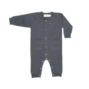 Store Merino Kids All-In-One Button Through Bodysuit - Dark Slate - CaringForTots - Professional Baby and Children's Products | Caring for Growth, Caring for Every Moment