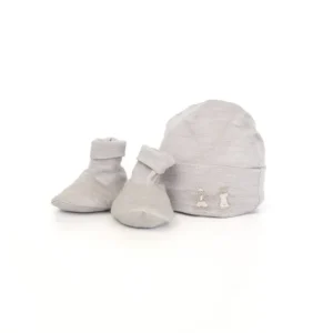 Clearance Merino Kids Cocooi Beanie + Bootie Set - Light Grey - CaringForTots - Professional Baby and Children's Products | Caring for Growth, Caring for Every Moment