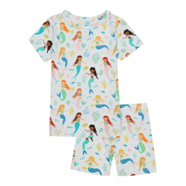Clearance Mermaid Magic Bamboo Short Pj Set - CaringForTots - Professional Baby and Children's Products | Caring for Growth, Caring for Every Moment