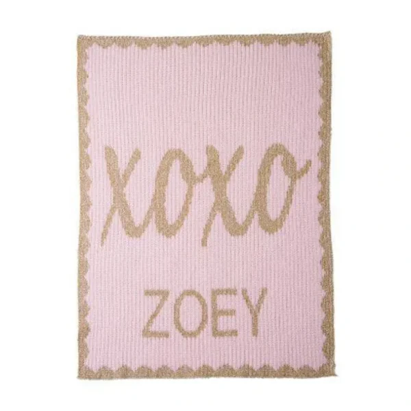 Hot Metallic Hugs Kisses Name Stroller Blanket - CaringForTots - Professional Baby and Children's Products | Caring for Growth, Caring for Every Moment