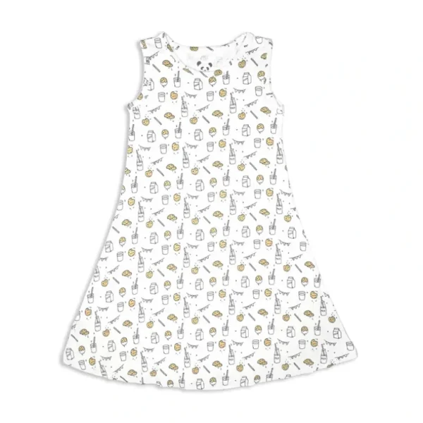 Best Sale Milk & Cookies White Bamboo Girls' Sleeveless Dress - CaringForTots - Professional Baby and Children's Products | Caring for Growth, Caring for Every Moment
