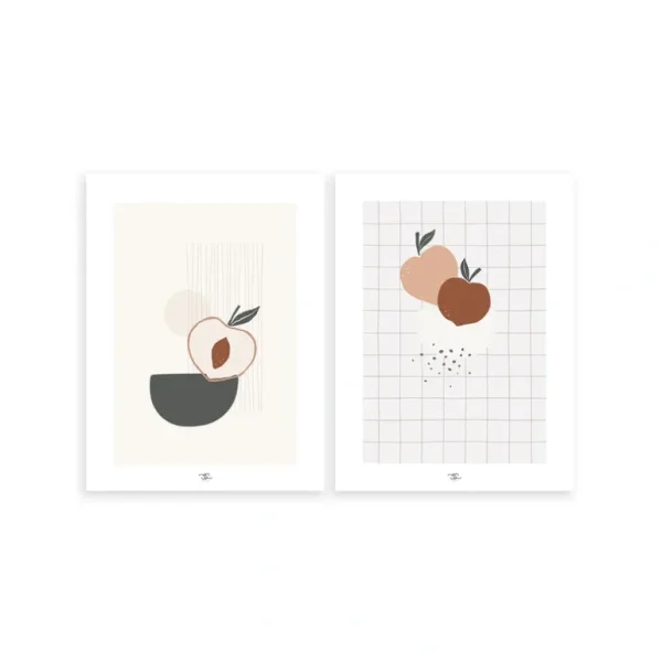 Online Minima - Set Of 2 Art Prints - Peaches - CaringForTots - Professional Baby and Children's Products | Caring for Growth, Caring for Every Moment