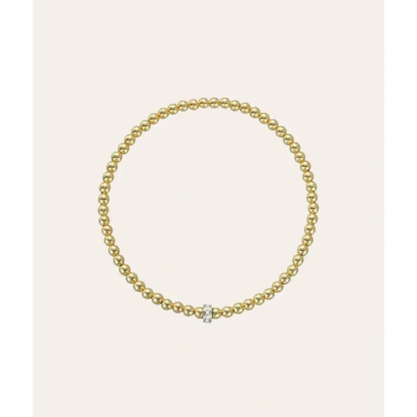 Shop All | 3mm Gold Bead Bracelet With Diamond Bar - CaringForTots - Professional Baby and Children's Products | Caring for Growth, Caring for Every Moment