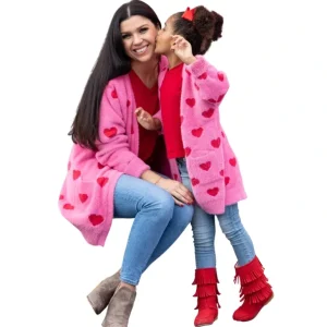 Store Mommy And Me I Love You Lots Oversized Heart Cardigan - CaringForTots - Professional Baby and Children's Products | Caring for Growth, Caring for Every Moment