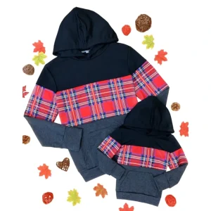 Hot Mommy And Me Scottish Tartan Colorblock Hoodie - CaringForTots - Professional Baby and Children's Products | Caring for Growth, Caring for Every Moment