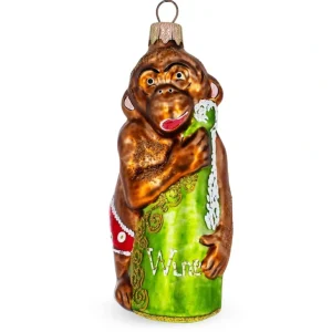 Hot Monkey With Wine Bottle Glass Christmas Ornament - CaringForTots - Professional Baby and Children's Products | Caring for Growth, Caring for Every Moment