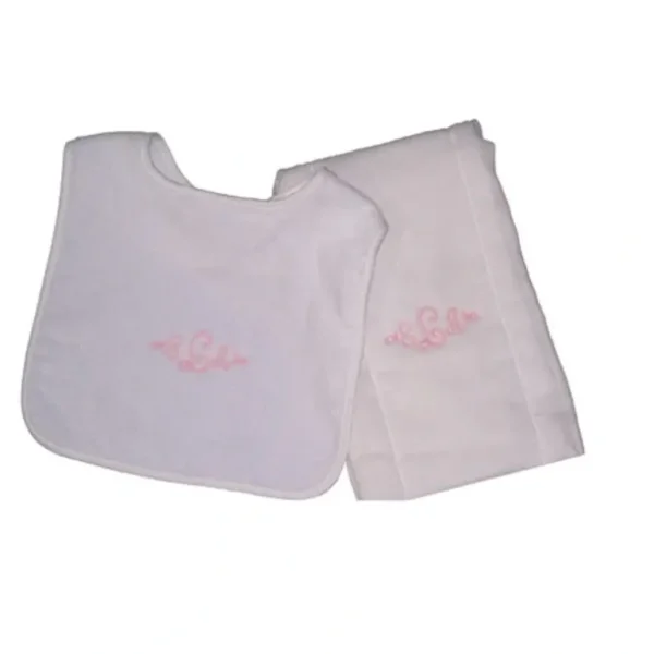 Store Monogrammed Terry Bib And Burp Set - CaringForTots - Professional Baby and Children's Products | Caring for Growth, Caring for Every Moment
