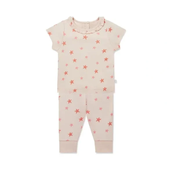 Outlet MORI Frilled Summer Pyjamas - Starfish - CaringForTots - Professional Baby and Children's Products | Caring for Growth, Caring for Every Moment