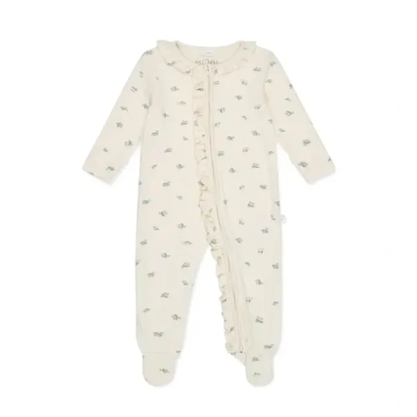 Clearance MORI Ribbed Floral Print Two Way Zip-Up Sleepsuit - Floral Print - CaringForTots - Professional Baby and Children's Products | Caring for Growth, Caring for Every Moment