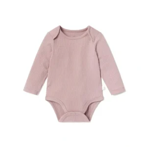 Online MORI Ribbed Long Sleeve Bodysuit - Rose - CaringForTots - Professional Baby and Children's Products | Caring for Growth, Caring for Every Moment
