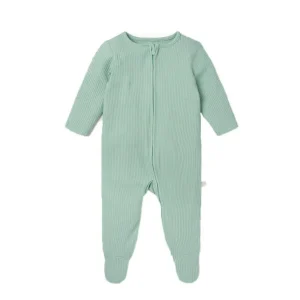 Hot MORI Ribbed Zip-Up Sleepsuit - Mint - CaringForTots - Professional Baby and Children's Products | Caring for Growth, Caring for Every Moment