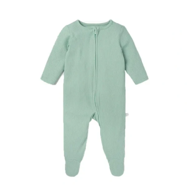 Hot MORI Ribbed Zip-Up Sleepsuit - Mint - CaringForTots - Professional Baby and Children's Products | Caring for Growth, Caring for Every Moment