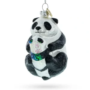 Best Mother And Baby Panda Embrace - Blown Glass Christmas Ornament - CaringForTots - Professional Baby and Children's Products | Caring for Growth, Caring for Every Moment
