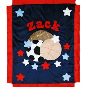 Hot Multi Sport Boogie Baby Crib Blanket with Trim - CaringForTots - Professional Baby and Children's Products | Caring for Growth, Caring for Every Moment
