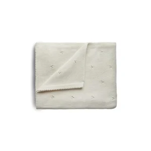 Online Mushie Knitted Baby Blanket - Pointelle/Ivory - CaringForTots - Professional Baby and Children's Products | Caring for Growth, Caring for Every Moment