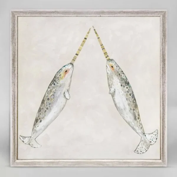 Outlet Narwhal Duo Mini Framed Canvas - CaringForTots - Professional Baby and Children's Products | Caring for Growth, Caring for Every Moment