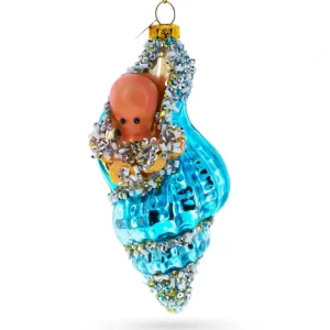 Shop Octopus In Seashell Blown Glass Christmas Ornament - CaringForTots - Professional Baby and Children's Products | Caring for Growth, Caring for Every Moment