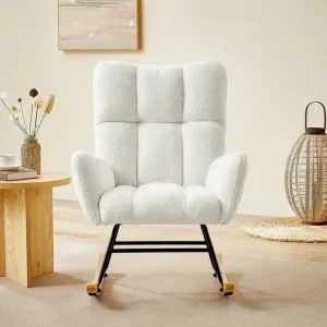 Store off white teddy fabric rocking chair - CaringForTots - Professional Baby and Children's Products | Caring for Growth, Caring for Every Moment