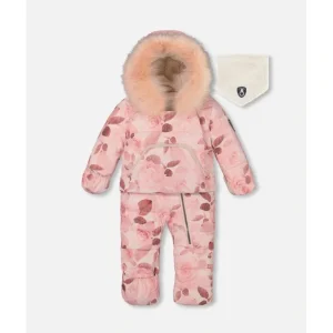 Online One Piece Baby Hooded Snowsuit Printed Roses Designed For Car Seat by Deux par Deux - CaringForTots - Professional Baby and Children's Products | Caring for Growth, Caring for Every Moment