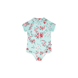 Cheap One Piece Rashguard Light Blue Flower Print - CaringForTots - Professional Baby and Children's Products | Caring for Growth, Caring for Every Moment