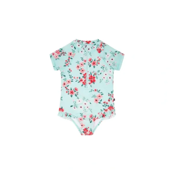 Cheap One Piece Rashguard Light Blue Flower Print - CaringForTots - Professional Baby and Children's Products | Caring for Growth, Caring for Every Moment
