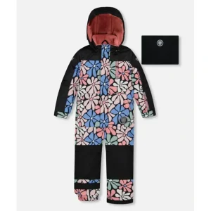 Flash Sale One Piece Snowsuit Printed Retro Flowers Blue by Deux par Deux - CaringForTots - Professional Baby and Children's Products | Caring for Growth, Caring for Every Moment