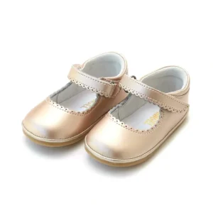 Fashion Online Exclusive - Cara Pink Gold Scalloped Leather Mary Jane (Baby) - CaringForTots - Professional Baby and Children's Products | Caring for Growth, Caring for Every Moment