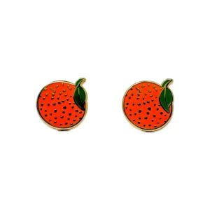 Hot Orange Enamel Earrings - CaringForTots - Professional Baby and Children's Products | Caring for Growth, Caring for Every Moment