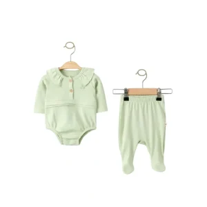 Clearance Organic Cotton Green Bodysuit And Pant Set - CaringForTots - Professional Baby and Children's Products | Caring for Growth, Caring for Every Moment
