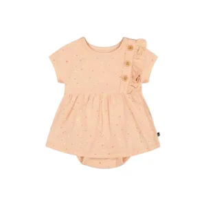 Cheap Organic Cotton Printed Romper Peach Rose With Printed Heart - CaringForTots - Professional Baby and Children's Products | Caring for Growth, Caring for Every Moment