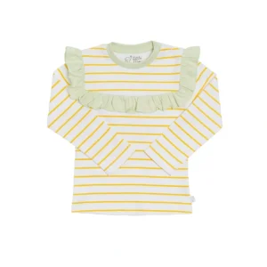 Store Organic Cotton Ruffled Tee - Orange Stripes - CaringForTots - Professional Baby and Children's Products | Caring for Growth, Caring for Every Moment