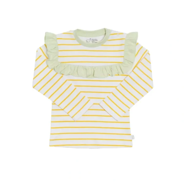 Store Organic Cotton Ruffled Tee - Orange Stripes - CaringForTots - Professional Baby and Children's Products | Caring for Growth, Caring for Every Moment