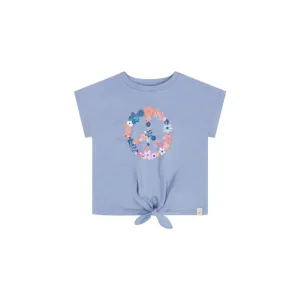 New Organic Cotton Top With Print And Knot Grey Blue - CaringForTots - Professional Baby and Children's Products | Caring for Growth, Caring for Every Moment