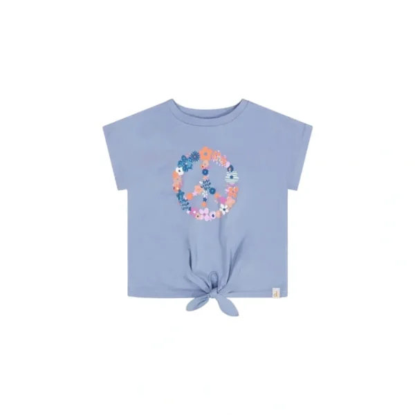 New Organic Cotton Top With Print And Knot Grey Blue - CaringForTots - Professional Baby and Children's Products | Caring for Growth, Caring for Every Moment