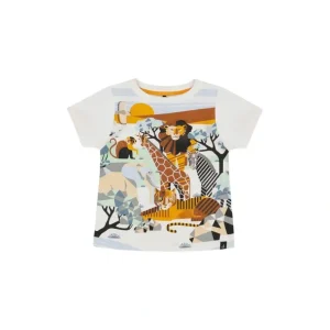 Sale Organic Cotton T-shirt With Print Off White - CaringForTots - Professional Baby and Children's Products | Caring for Growth, Caring for Every Moment