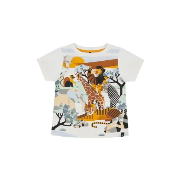 Sale Organic Cotton T-shirt With Print Off White - CaringForTots - Professional Baby and Children's Products | Caring for Growth, Caring for Every Moment