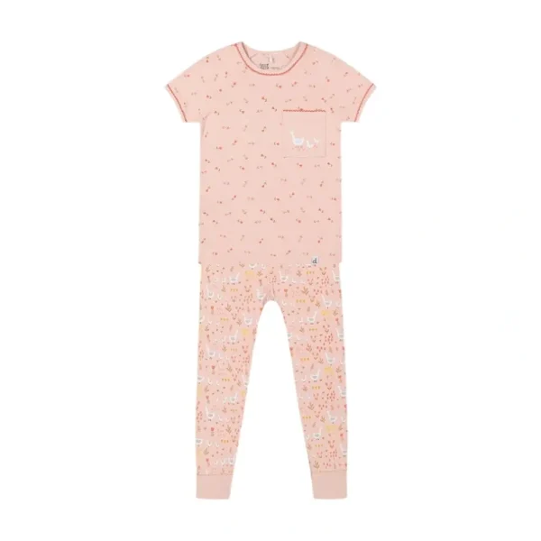 Flash Sale Organic Cotton Two Piece Pajama Set Pink Printed Goose - CaringForTots - Professional Baby and Children's Products | Caring for Growth, Caring for Every Moment