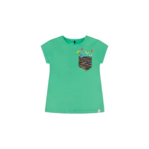 Online Organic Jersey Top With Print And Sequins Spring Green - CaringForTots - Professional Baby and Children's Products | Caring for Growth, Caring for Every Moment