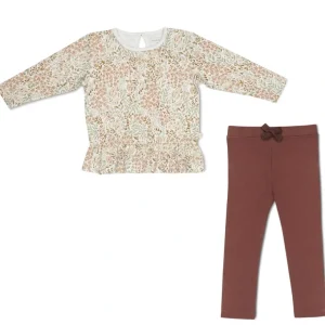 Cheap Organic Peplum Top & Leggings Set -gardenia - CaringForTots - Professional Baby and Children's Products | Caring for Growth, Caring for Every Moment