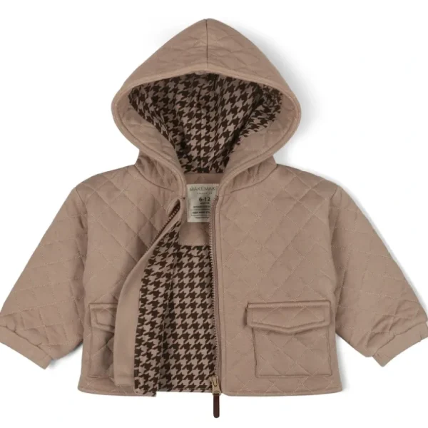 Fashion Organic Quilted Hooded Jacket - Taupe - CaringForTots - Professional Baby and Children's Products | Caring for Growth, Caring for Every Moment