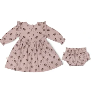 New Organic Ruffle Dress - Rose Ditsy - CaringForTots - Professional Baby and Children's Products | Caring for Growth, Caring for Every Moment