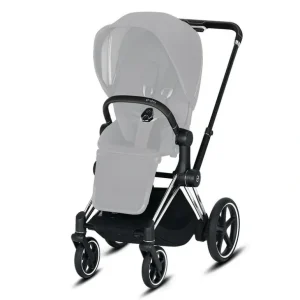 Clearance Outlet - CYBEX e-Priam Frame with Seat Hardpart - Chrome + Black - CaringForTots - Professional Baby and Children's Products | Caring for Growth, Caring for Every Moment