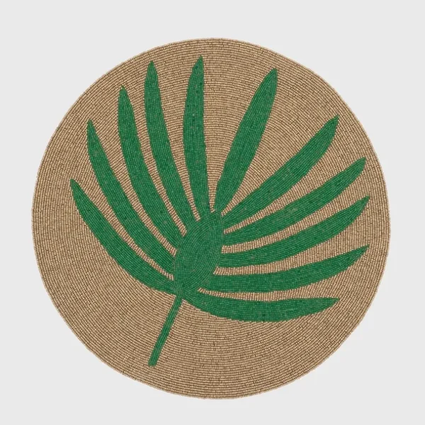 Best Palm Frond Hand Beaded Placemat, Green - CaringForTots - Professional Baby and Children's Products | Caring for Growth, Caring for Every Moment
