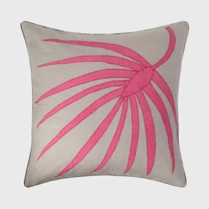 Best Palm Frond Pillow, Natural Linen With Bright Pink - CaringForTots - Professional Baby and Children's Products | Caring for Growth, Caring for Every Moment
