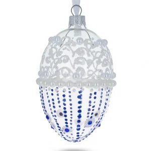Best Sale Pearls On Frosted Glass Egg Ornament 4 Inches - CaringForTots - Professional Baby and Children's Products | Caring for Growth, Caring for Every Moment