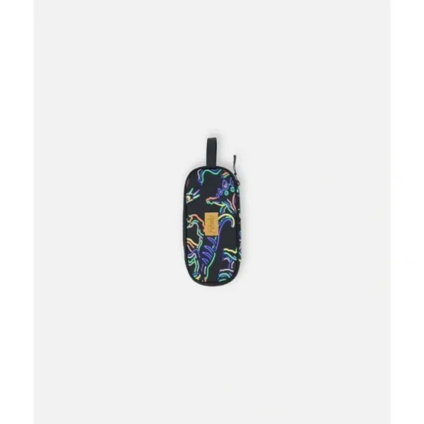 Store Pencil Case Black Printed Neon Dino by Deux par Deux - CaringForTots - Professional Baby and Children's Products | Caring for Growth, Caring for Every Moment