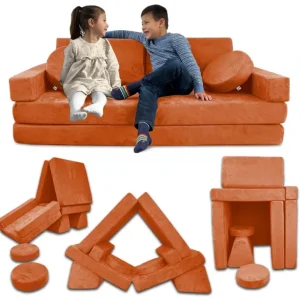 Shop All | 10 Piece Soft Modular Microsuede Foam Kids Play Couch - CaringForTots - Professional Baby and Children's Products | Caring for Growth, Caring for Every Moment
