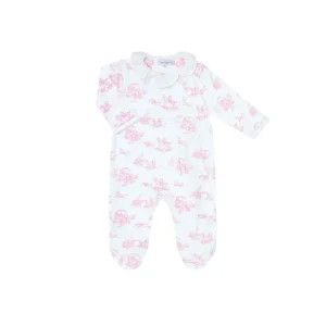 Pink Toile Crossover Footie - CaringForTots - Professional Baby and Children's Products | Caring for Growth, Caring for Every Moment* Footie Pajamas