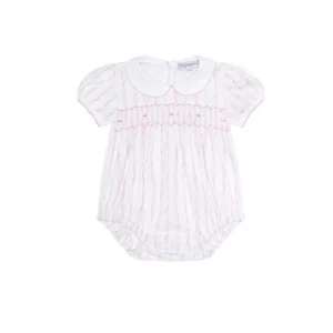 Pink Twirls Smocked Bubble - CaringForTots - Professional Baby and Children's Products | Caring for Growth, Caring for Every Moment* Rompers - Bubble