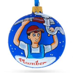Pipe Master: Plumber Blown Glass Ball Christmas Ornament 3.25 Inches - CaringForTots - Professional Baby and Children's Products | Caring for Growth, Caring for Every Moment* Christmas Tree Ornaments
